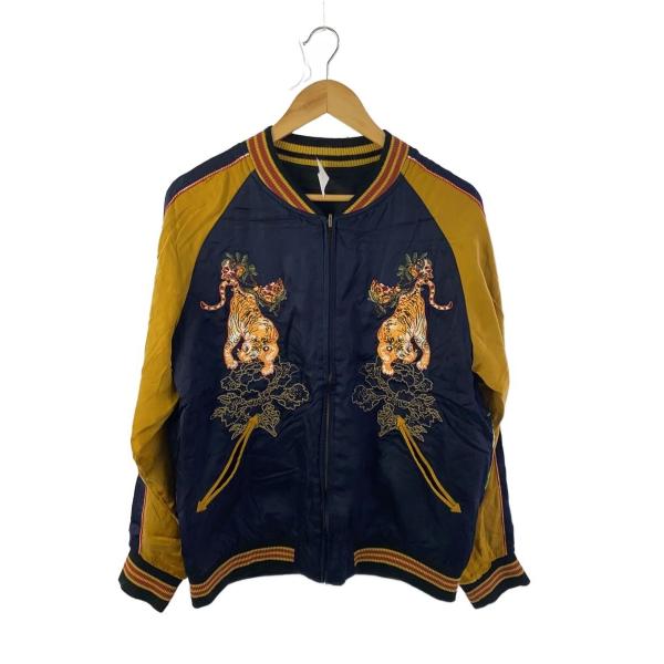 泥棒日記◇スカジャン/リバーシブル/L/レーヨン/ネイビー/ブラック/総