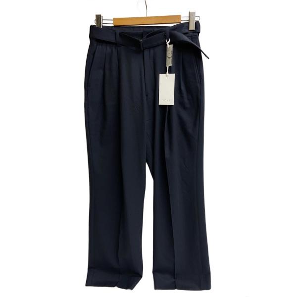 YOKE◇21AW/BELTED 2TUCK WIDE TROUSERS/2/ウール/NVY/YK21AW0262P