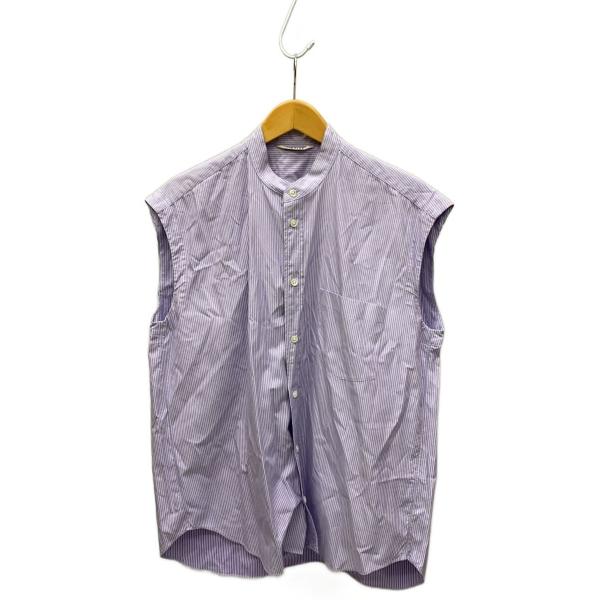 AURALEE◇19SS/ノースリーブシャツ/1/コットン/ブルー/ストライプ
