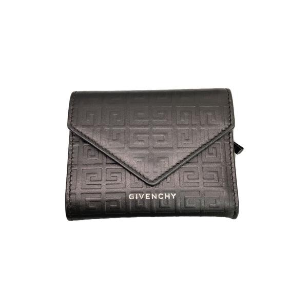 GIVENCHY◇Gカット ウォレット 4Gレザー/3つ折り財布/レザー/BLK/総柄