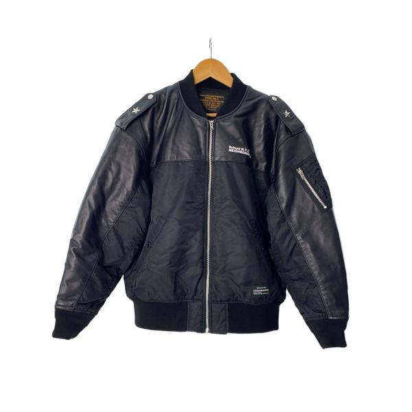 Schott◇COMBI MA-1/NEIGHBORHOOD/フライトジャケット/S/ナイロン/BLK