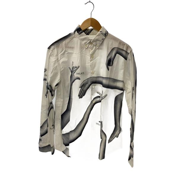 PALACE◇長袖シャツ/M/コットン/WHT/総柄/19SS/ARMLESS SHIRT