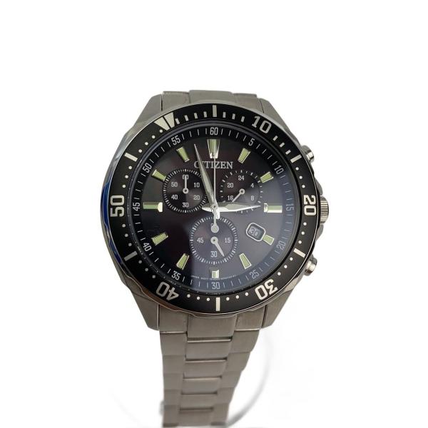 CITIZEN◇ソーラー腕時計/アナログ/ステンレス/BLK/SLV/SS/H500