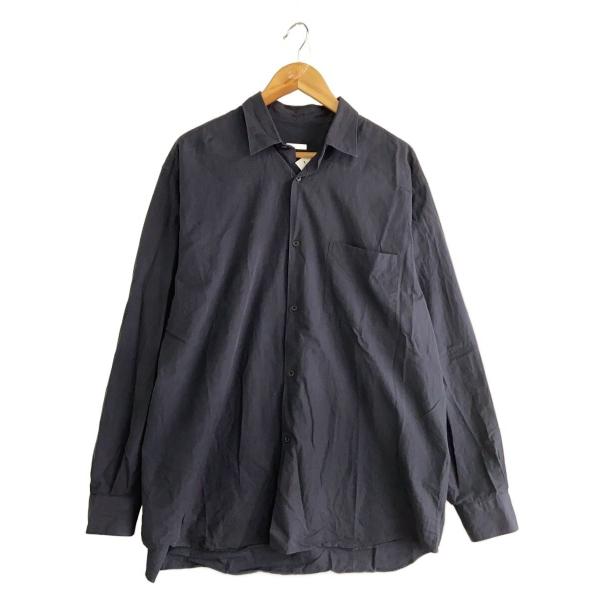 COMOLI◇25SS/コモリシャツ/長袖シャツ/4/コットン/NVY/無地/C03-02001