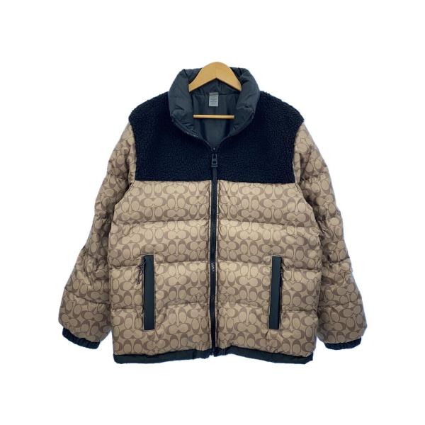 COACH / ダウンジャケット/M/ポリエステル/BEG/総柄 COACH◇シグネチャーダウンジャケット/M/ポリエステル/BEG/総柄
