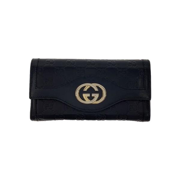 GUCCI◇長財布/レザー/BLK/総柄/レディース/282434// : セカンド