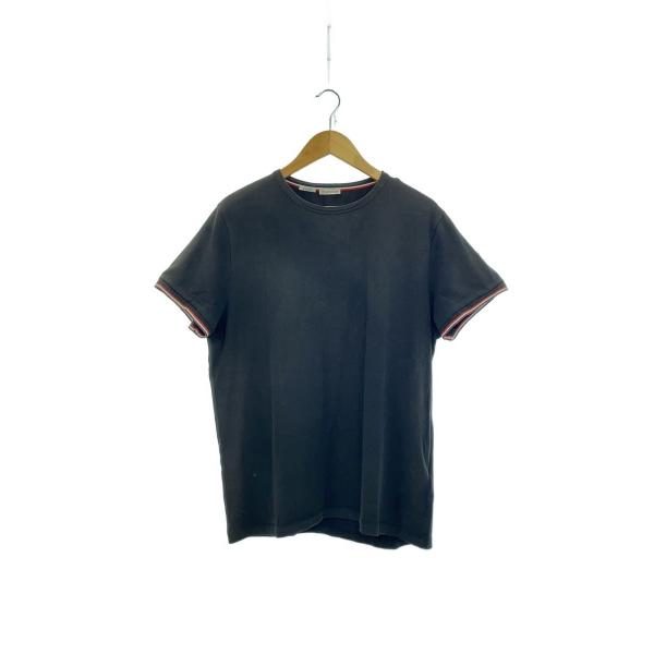 MONCLER◇トリコロールクルーネックTシャツ/XXL/コットン/BLK/無地