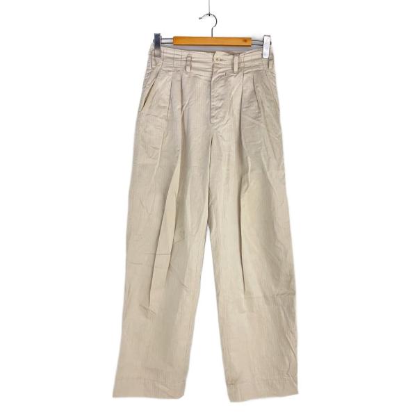 AURALEE◇22SS/WASHED FINX HERRINGBONE SLACKS/3/コットン/ベージュ