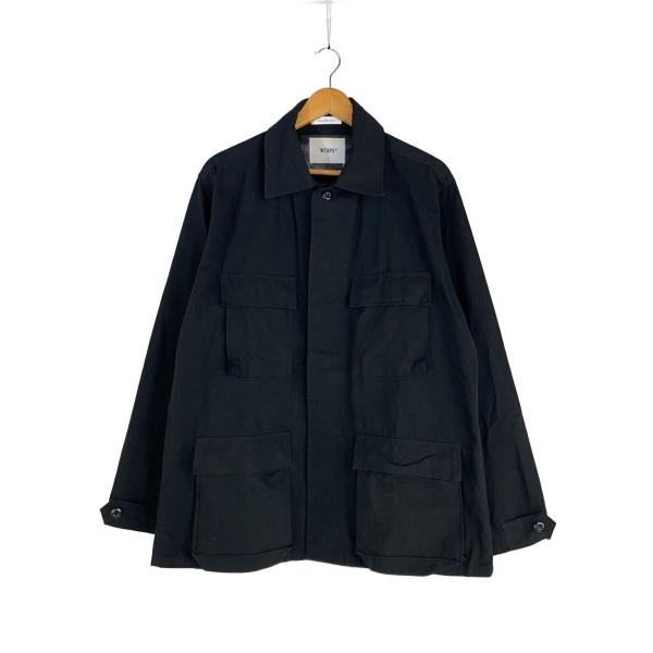 WTAPS◇RIPSTOP SHIRT/ミリタリージャケット/2/コットン/ブラック/無地