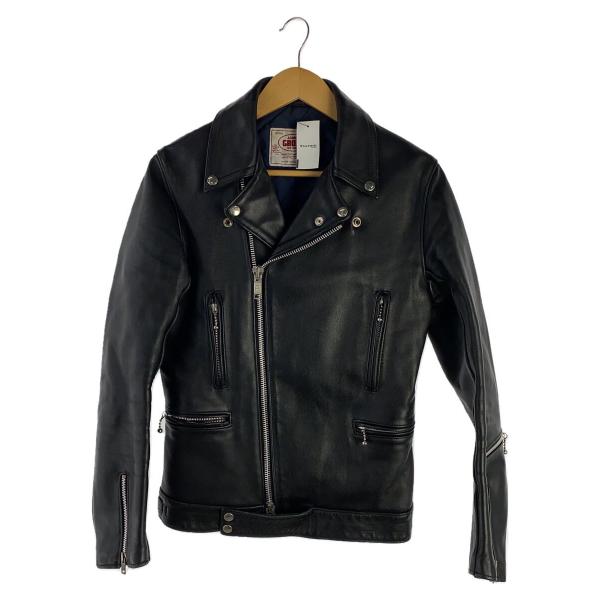 JAMES GROSE◇S/ダブルライダースジャケット/46/牛革/BLK/無地