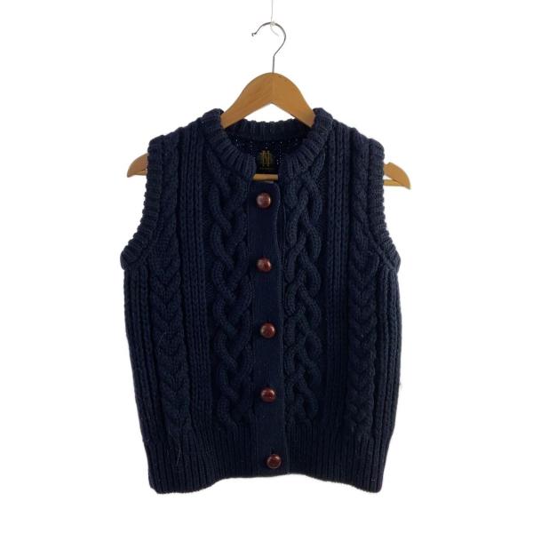 BATONER◇クルミボタンケーブルニットベスト/1/ウール/NVY/BN-18FL-033
