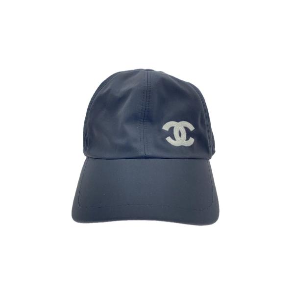 CHANEL◇ココマークキャップ/--/コットン/BLK/無地/レディース