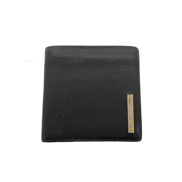 Cartier◇2つ折り財布/サントス/レザー/ブラック/無地/レディース