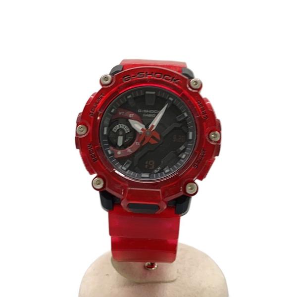 CASIO◇クォーツ腕時計_G-SHOCK/デジアナ/ラバー/BLK/RED/プラスチック