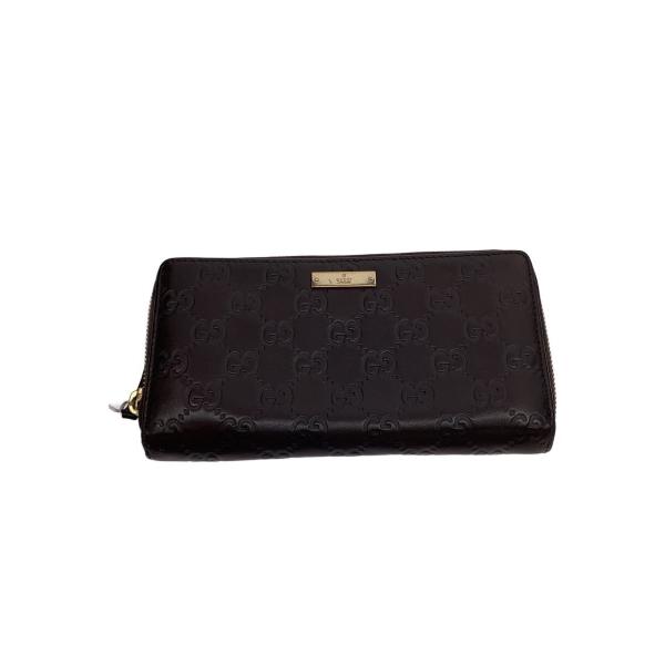 GUCCI◇長財布_グッチシマ/レザー/BRW/メンズ : セカンドストリート