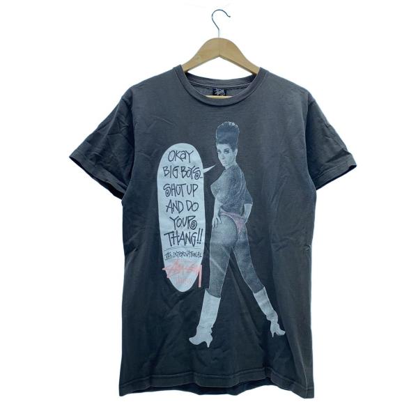 STUSSY◇80s復刻/00s/DO YOUR THANG TEE/TRIBE/Tシャツ/M/コットン/GRY