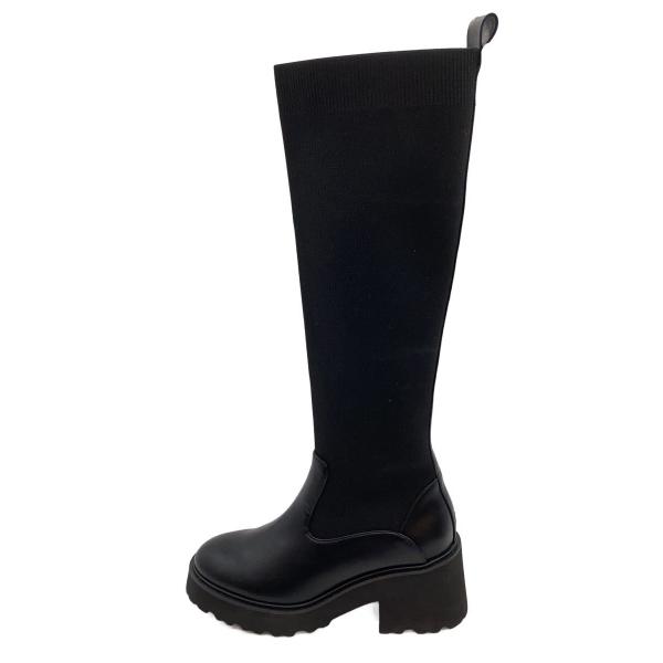 SNIDEL◇ロングニットブーツ/S/BLK/フェイクレザー/SWGS254626