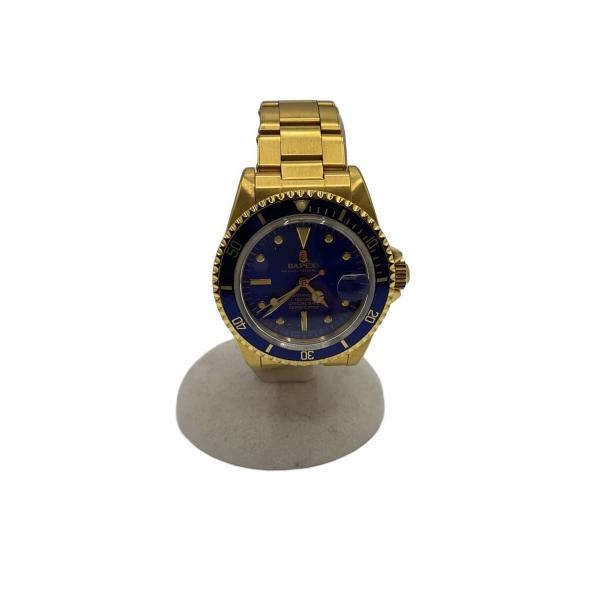A BATHING APE◇自動巻腕時計/アナログ/BLU/GLD/001WHI801005M