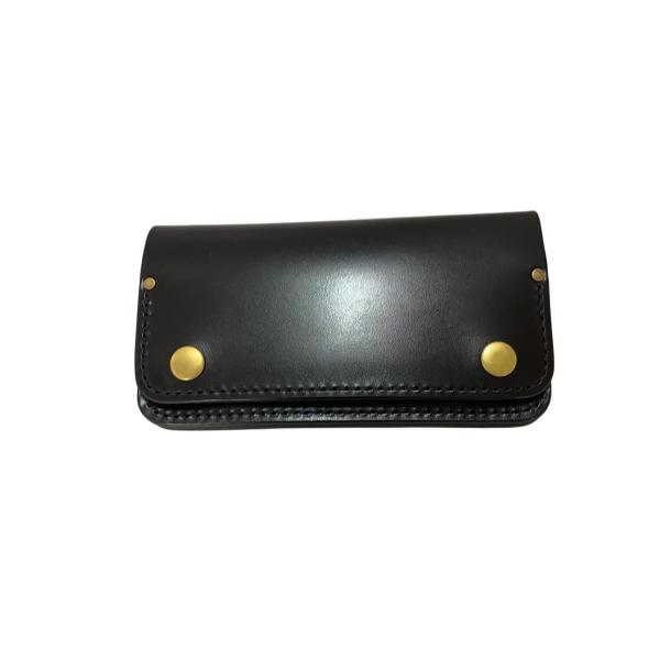 黒羽/ロングトラッカーウォレット/長財布/牛革/BLK/メンズ : セカンド