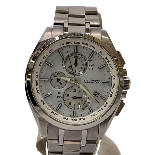 CITIZEN◇ソーラー腕時計/アナログ/ステンレス/WHT/SLV/チタン/H804