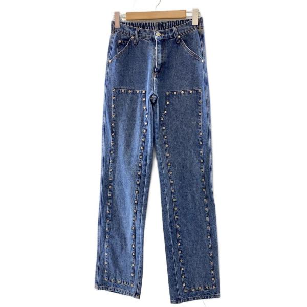 AFB◆double knee studs denim pants/M/コットン/BLU