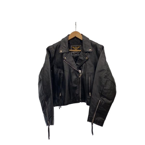 GENUINE LEATHER/レザージャケット・ブルゾン/L/レザー/BLK/80-90s