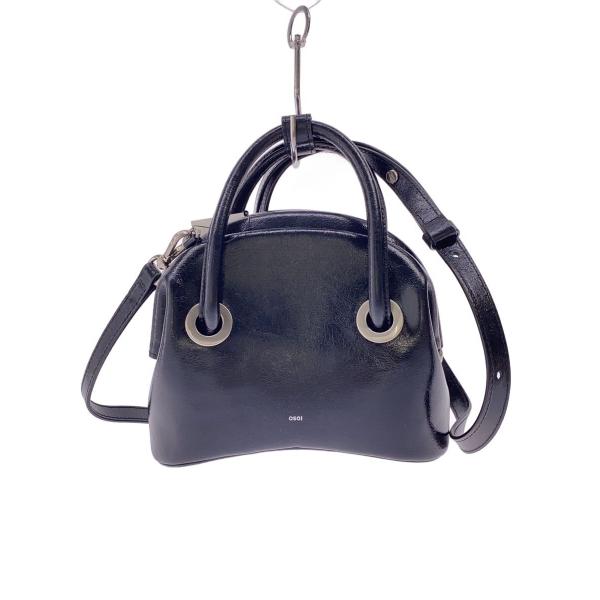 【極美品】OSOI　サークルバッグ　2way ロゴ　シルバー金具　レザー　黒 OSOI◇2way/Circle Mini/ショルダーバッグ/レザー/ブラック