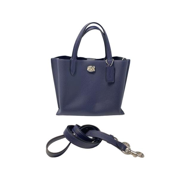 COACH◇ウィロウトートバッグ24/2WAYショルダーバッグ/レザー/NVY
