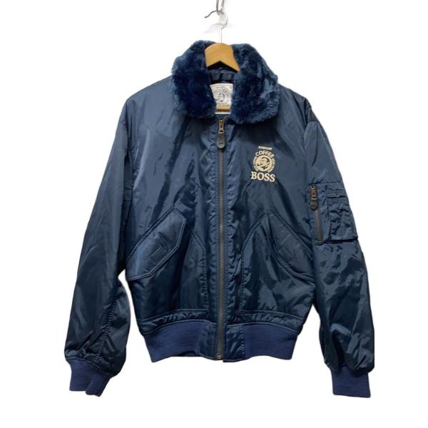 SUNTORY◇BOSSジャン/MA-1/ファー付きブルゾン/--/ナイロン/NVY