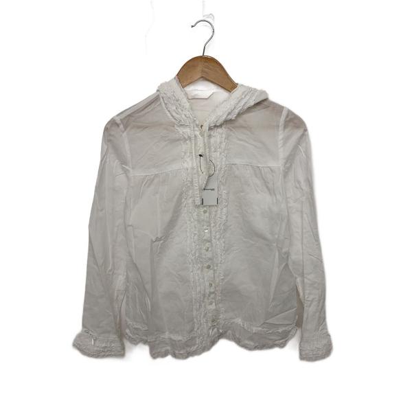 PINK HOUSE◇フード付フリルブラウス/長袖ブラウス/3/コットン/WHT