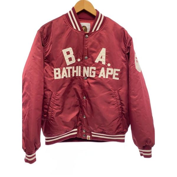 ジャケット・アウター A BATHING APE B.A. NYLON VARSITY JACKET A BATHING APE◇B.A NYLON VARSITY JACKET/スタジャン/L/BRD