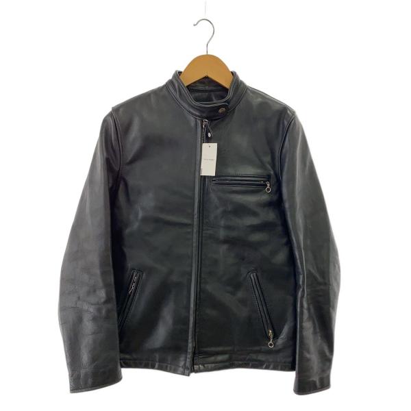 Schott◇USA製/シングルライダースジャケット/6/レザー/BLK : セカンド