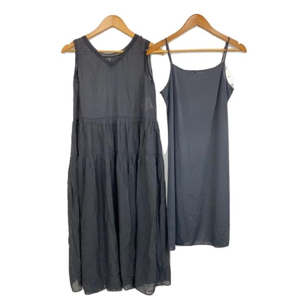 ANAYI◇ノースリーブワンピース/38/コットン/BLK/無地/102017-14-130