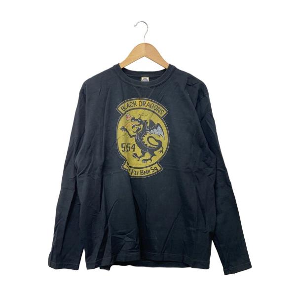 TOYs McCOY◆BLACK DRAGONS/長袖Tシャツ/XXL/コットン/BLK/プリント