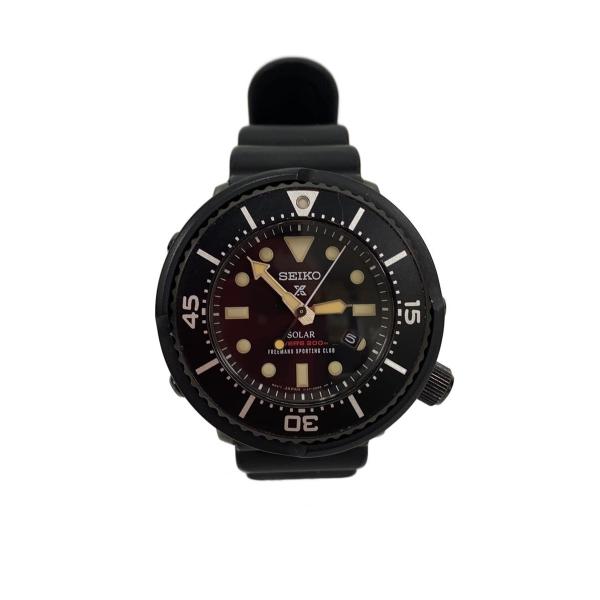 SEIKO◇ソーラー腕時計/アナログ/ラバー/BLK/BLK/V147-0CN0/PROSPEX