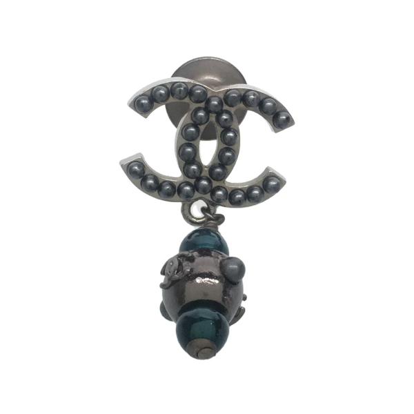 CHANEL◇ココマークピンブローチ/アクセサリー/--/パール/BLK