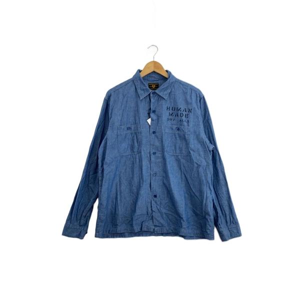 HUMAN MADE◇長袖シャツ/L/コットン/BLU/HM28SH001 : セカンド