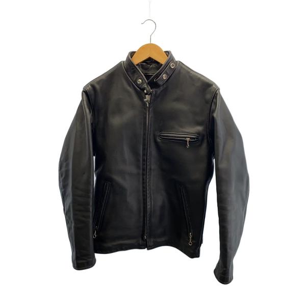 Schott ライダース　36 Schott◇シングルライダースジャケット/36/レザー/BLK/無地 : セカンド