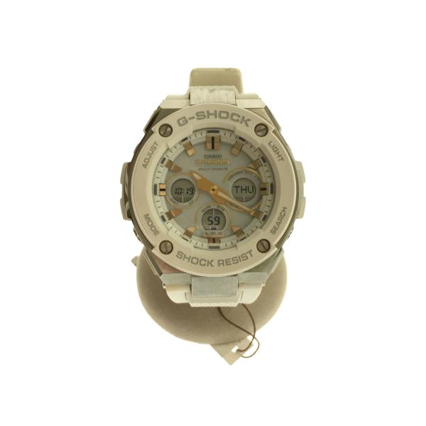 CASIO◆5524/GST-W300-7AJF/ソーラー腕時計・G-SHOCK/デジアナ/ラバー/ホワイト