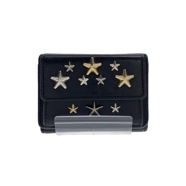 JIMMY CHOO◇3つ折り財布/レザー/BLK/レディース : セカンドストリート