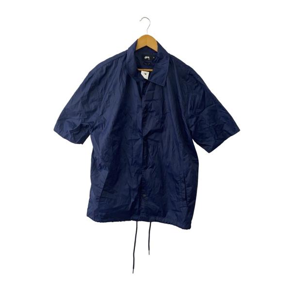 STUSSY◇半袖シャツ/XL/ナイロン/NVY/無地/コーチジャケット