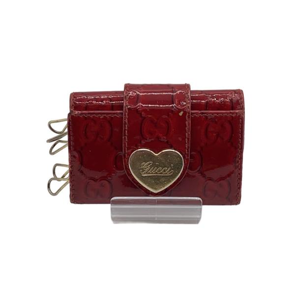 GUCCI◇キーケース_マイクログッチシマ/フェイクレザー/RED/レディース