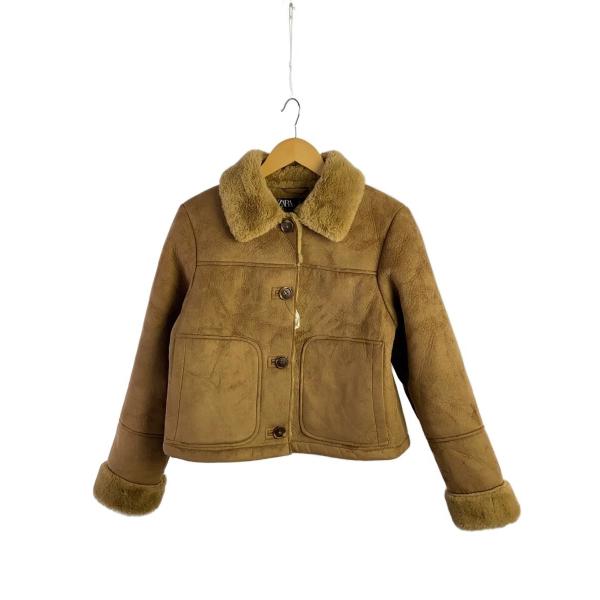 ZARA◇ダブルフェイスフェイクスエードジャケット/M/ポリエステル/BRW