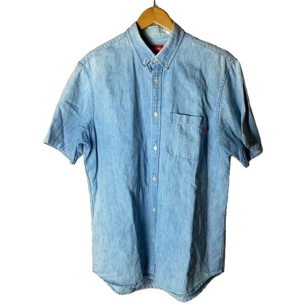 Supreme◇Denim ss Shirt/半袖シャツ/L/コットン/IDG/首元汚れ有