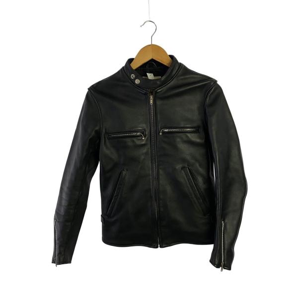666 Leather Wear◇シングルライダースジャケット/34/レザー/BLK/無地