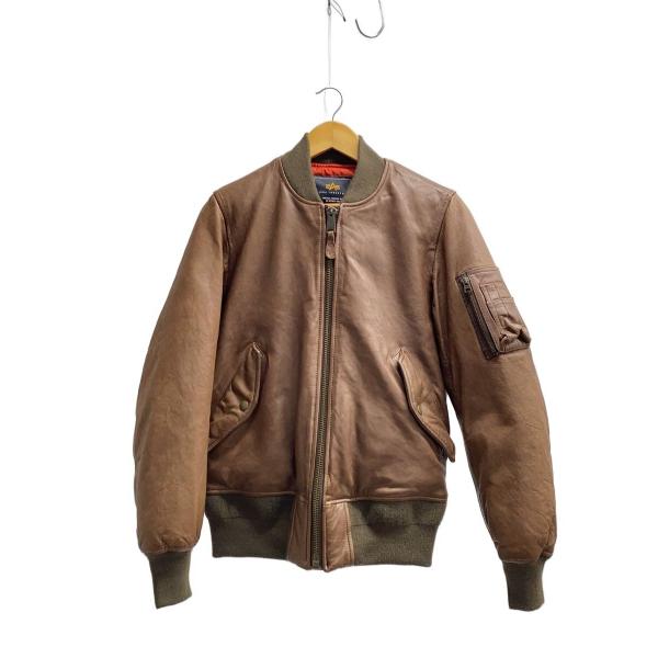 ALPHA INDUSTRIES◇レザージャケット・ブルゾン/M/羊革/ブラウン