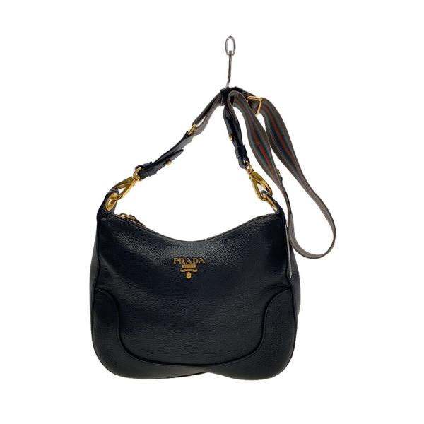 PRADA◇ショルダーバッグ/レザー/BLK/無地/1BC052// : セカンド