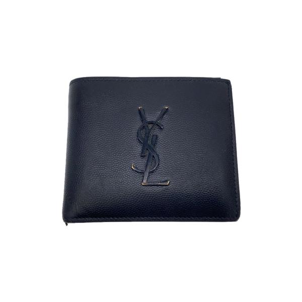 SAINT LAURENT◇YSLロゴ/2つ折り財布/レザー/BLK/メンズ/GBL463249