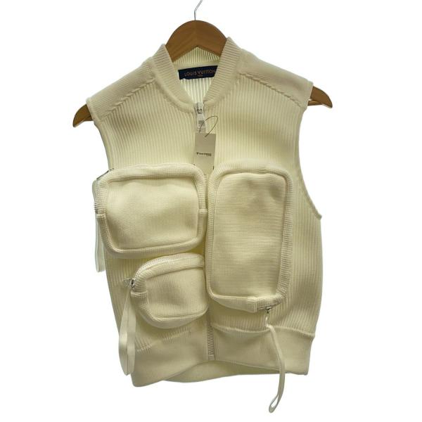 LOUIS VUITTON / 19SS/リブユーティリティベスト/ベスト/XL/ポリエステル/WHT/RM192 TAP HHN71 LOUIS VUITTON◇19SS/リブユーティリティベスト/ベスト/XL