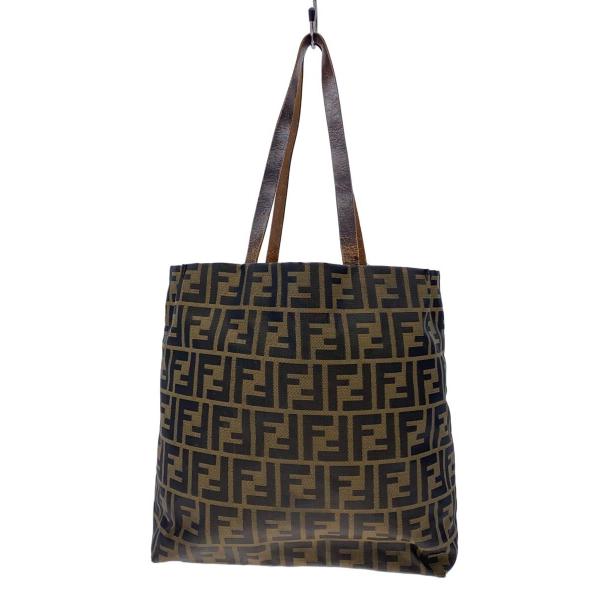 FENDI◇トートバッグ/キャンバス/BRW/総柄/ズッカ柄 : セカンド